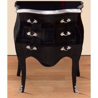 Casa Padrino Barock Nachtkommode Schwarz/Silber - Handgefertigte Massivholz Kommode Im Barockstil von CasaPadrino