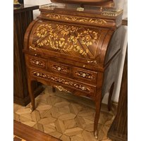 Casa Padrino Barock Sekretär Braun/Intarsien Gold - Handgefertigter Barockstil Schreibtisch Mit 8 Schubladen von CasaPadrino