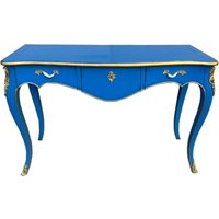 Casa Padrino Barock Sekretär Mit 3 Schubladen Blau/Gold - Handgefertigter Massivholz Schreibtisch Im Barockstil von CasaPadrino