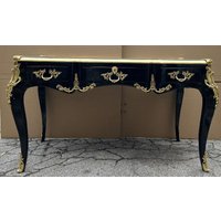 Casa Padrino Barock Sekretär Mit Glasplatte Und 3 Schubladen Schwarz/Gold - Handgefertigter Massivholz Schreibtisch Im Barockstil von CasaPadrino