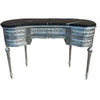 Casa Padrino Barock Sekretär Mit Marmorplatte Und 5 Schubladen Silber/Schwarz - Handgefertigter Massivholz Schreibtisch Im Barockstil von CasaPadrino