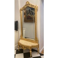 Casa Padrino Barock Spiegelkonsole Mit Marmorplatte Gold/Creme - Prunkvolle Konsole Spiegel Casa Padrino Barock Spiegelkonsole Mit Marmorplatte Gold/Creme - Prunkvolle Konsole Spiegel von CasaPadrino