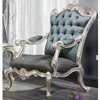 Casa Padrino Luxus Barock Chesterfield Thron Sessel Türkis/Dunkeltürkis Gold Si von CasaPadrino