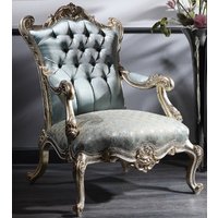 Casa Padrino Luxus Barock Chesterfield Thron Sessel Türkis/Gold Silber 87 X 83 von CasaPadrino