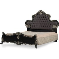 Casa Padrino Luxus Barock Doppelbett Anthrazit Grau/Schwarz Silber - Prunkvolles Massivholz Bett von CasaPadrino