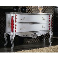 Casa Padrino Luxus Barock Kommode Antik Weiß/Silber Rot - Handgefertigte Massivholz Mit 2 Schubladen von CasaPadrino