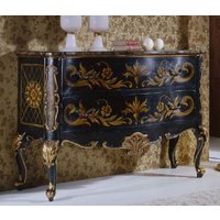 Casa Padrino Luxus Barock Kommode Dunkelblau/Antik Gold - Handgefertigte Massivholz Mit 2 Schubladen von CasaPadrino