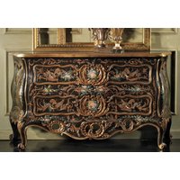 Casa Padrino Luxus Barock Kommode Schwarz/Mehrfarbig Antik Gold - Handgefertigte Massivholz Mit 2 Schubladen von CasaPadrino