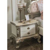Casa Padrino Luxus Barock Nachtkommode Weiß/Silber - Handgefertigter Massivholz Nac von CasaPadrino