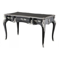 Casa Padrino Luxus Barock Schreibtisch Schwarz Hochglanz Silber Sekretär von CasaPadrino