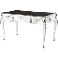 Casa Padrino Luxus Barock Schreibtisch Weiß Hochglanz Silber Sekretär von CasaPadrino