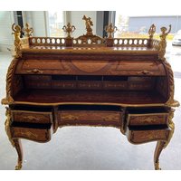 Casa Padrino Luxus Barock Sekretär Braun Intarsien/Gold - Prunkvoller Schreibtisch Im Barockstil von CasaPadrino