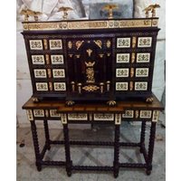 Casa Padrino Luxus Barock Sekretär Dunkelbraun/Braun Intarsien Schwarz Weiß G von CasaPadrino