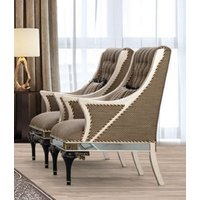Casa Padrino Luxus Barock Sessel Braun/Weiß Schwarz Gold - Prunkvoller Wohnzimm von CasaPadrino