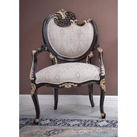 Casa Padrino Luxus Barock Sessel Linke Seite Grau/Schwarz Gold - Möbel Made in Italy von CasaPadrino