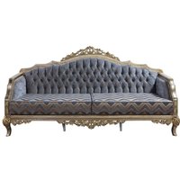 Casa Padrino Luxus Barock Sofa Blau/Silber Gold - Handgefertigtes Wohnzimmer von CasaPadrino