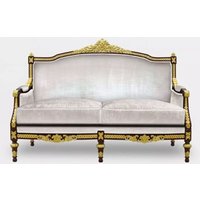 Casa Padrino Luxus Barock Wohnzimmer 2Er Sofa Grau/Dunkelbraun Gold - Handgefertigtes Barockstil von CasaPadrino