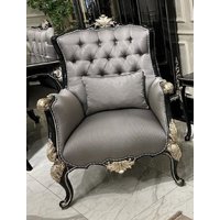 Casa Padrino Luxus Barock Wohnzimmer Sessel Silber/Schwarz - Handgefertigt von CasaPadrino