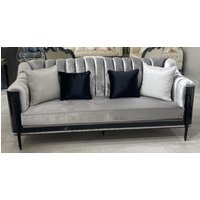 Casa Padrino Luxus Barock Wohnzimmer Sofa Grau/Schwarz - Handgefertigtes Barockstil von CasaPadrino