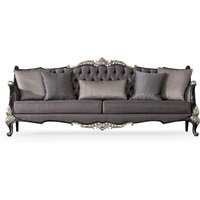 Casa Padrino Luxus Barock Wohnzimmer Sofa Lila/Schwarz Silber - Prunkvolles Barockstil Mit Dekorativen Kissen von CasaPadrino