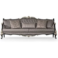 Casa Padrino Luxus Barock Wohnzimmer Sofa Silber/Schwarz - Prunkvolles Barockstil Mit Dekorativen Kissen von CasaPadrino