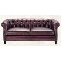 Casa Padrino Luxus Chesterfield Echtleder Sofa Lila/Schwarz 160 cm - Möbel von CasaPadrino