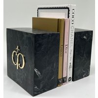 Casa Padrino Luxus Marmor Deko Buchstützen Set Schwarz/Gold von CasaPadrino