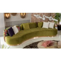 Casa Padrino Luxus Sofa Grün/Mehrfarbig Kupfer 330 X 110 H. 70 cm - Gebogenes Wohnzimmer von CasaPadrino