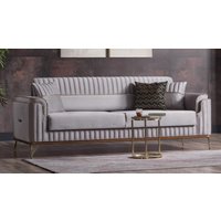 Casa Padrino Luxus Wohnzimmer Sofa Mit Schlaffunktion Grau/Gold 225 cm - Möbel von CasaPadrino
