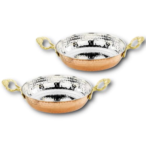 CasaXXL Kupferpfanne gehämmert 2er Set - Ø 16 cm & 18 cm - türkisch aus massivem Kupfer - Rote Kupfer-Kochpfanne zum Kochen, Eierbraten - Bratpfanne Eierpfanne Omelett-Pfanne für die Küche von CasaXXl
