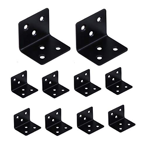 Euro Tische Schwarze Winkelverbinder im 10er Set 3x3 cm - Verschiedene Größen - Robuste Metallwinkel für Innen- & Außenbereich - Verbindungswinkel Balkenwinkel breit Eckwinkel Montagewinkel 90° Winkel von CasaXXl