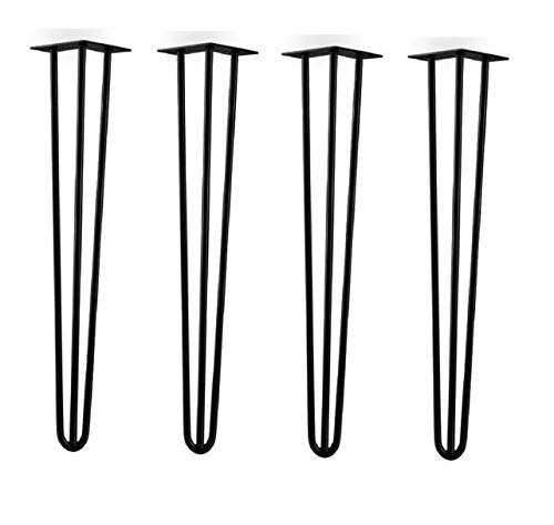 CasaXXl 4er Set Tischbeine aus Metall - Hairpin Legs perfekt geeignet für Esstisch, Couchtisch, Schreibtisch & mehr (71 cm, Schwarz) von CasaXXl