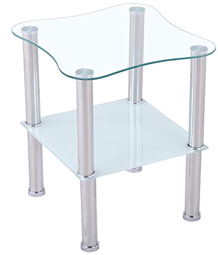 CasaXXl Couchtisch Glas mit Sicherheitsglas & Facettenschliff - Glastisch perfekt geeignet als Beistelltisch/Wohnzimmertisch 40x40x47cm (Abgerundet, Satiniert) von Euro Tische