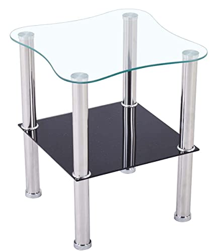 CasaXXl Couchtisch Glas mit Sicherheitsglas & Facettenschliff - Glastisch perfekt geeignet als Beistelltisch/Wohnzimmertisch 40x40x47cm (Abgerundet, Schwarz) von Euro Tische