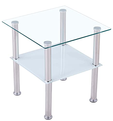 CasaXXl Couchtisch Glas mit Sicherheitsglas & Facettenschliff - Glastisch perfekt geeignet als Beistelltisch/Wohnzimmertisch 40x40x47cm (Eckig, Satiniert) von Euro Tische