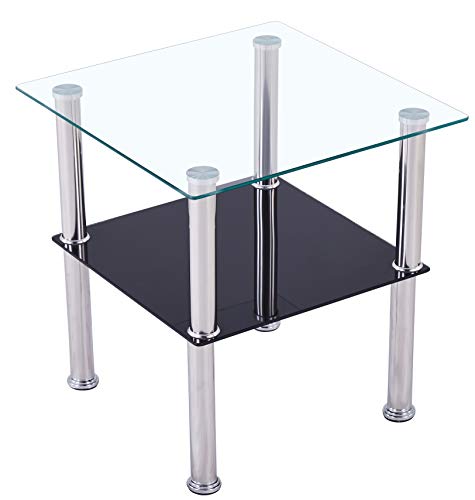 CasaXXl Couchtisch Glas mit Sicherheitsglas & Facettenschliff - Glastisch perfekt geeignet als Beistelltisch/Wohnzimmertisch 40x40x47cm (Eckig, Schwarz) von Euro Tische