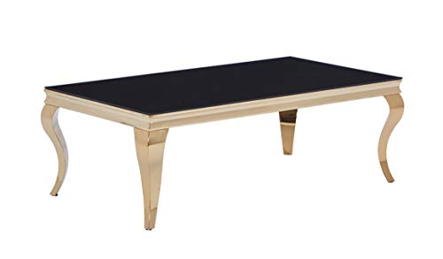 CasaXXl Designer Couchtisch aus poliertem Edelstahl Chrom 115 x 65 x 44 cm - sehr Kratzfest - perfekt geeignet als Sofatisch/Wohnzimmertisch (Gold/Schwarze Glasplatte) von CasaXXl