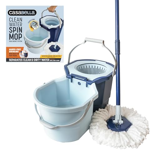Casabella Clean Water Mikrofaser-Schleudermopp mit 2 Eimern, blau/weiß von Casabella