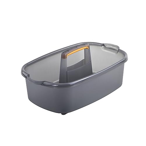 Casabella Mehrzweck-Reinigungsbehälter aus Kunststoff mit Griff, 4,5 l, Grau und Orange von Casabella