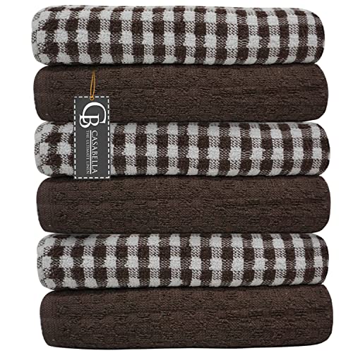 Casabella Geschirrtücher aus Frottee, Baumwolle, weich, sehr saugfähig, Geschirr- und Barhandtücher, 6 Stück, Braun von Casabella