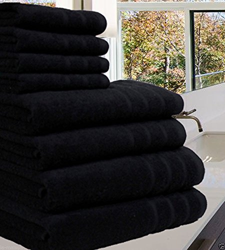 Casabella Luxus Handtuchballen aus 100% ägyptischer Baumwolle – 8 Stück – 550 g/m²… (Black) von Casabella