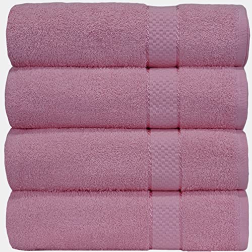 Casabella Packung mit 4 großen Jumbo-Badetüchern, 100% ägyptische gekämmte Baumwolle, große schöne Handtücher (Pink) von Casabella