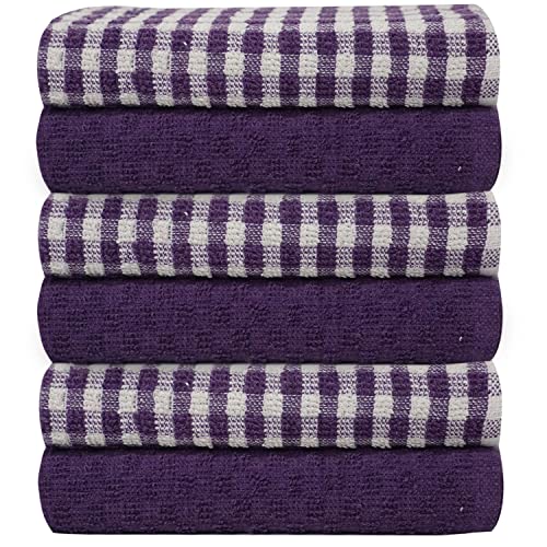 Casabella 6 Stück Frottee Baumwolle Küche Geschirrtücher Weiche Küche Geschirrtuch Set, Hochsaugfähige Geschirrtücher & Barhandtuch Unschlagbarer Preis (6 Stück Set, Lila) von Casabella