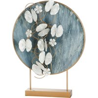 Casablanca by Gilde Dekofigur "Dekoobjekt Blossoms, blau/gold", Dekoobjekt, aus Metall, Höhe 65 cm, Scheibe mit Blumen, Wohnzimmer von Casablanca By Gilde