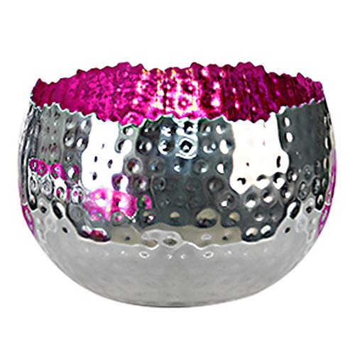 Casablanca Deko-Leuchter Desperado aus Aluminium, rund, 19x14 cm,1 Stück, Fuchsia-Silber von Casablanca Design