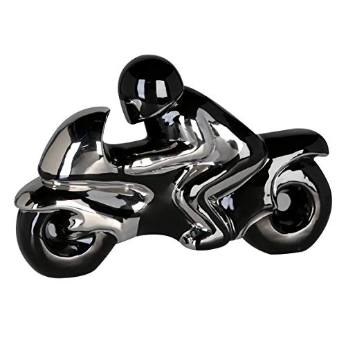 Casablanca - Motorrad aus Keramik - schwarz/silberfarben - glasiert von Casablanca Design