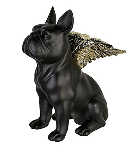 Casablanca Figur Flying Bulli schwarz goldfarben 16 cm Figur Hund Skulptur von Casablanca GmbH & Co.KG