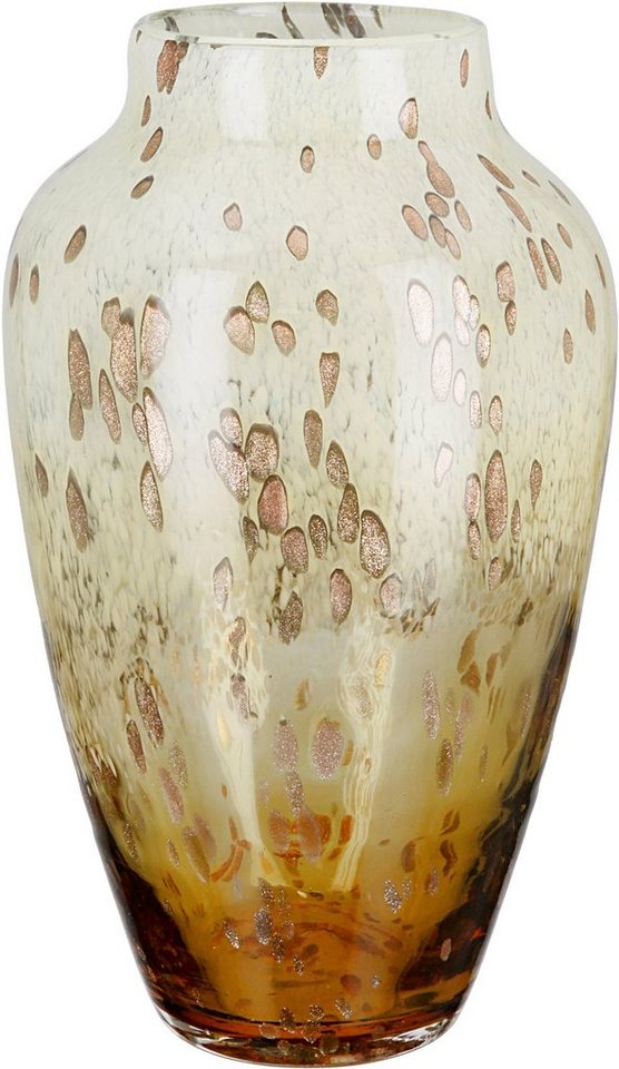 Casablanca by Gilde Tischvase Ambrosio, Dekovase (1 St), Vase aus Glas, mit Tupfen und goldfarbenem Glitter, Höhe ca. 34 cm von Casablanca by Gilde