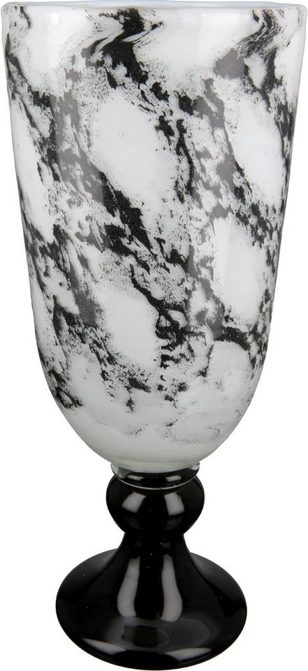 Casablanca by Gilde Tischvase Pokal Vase Trophy, mit Marmorfinish (1 St), dekorative Vase aus Glas, Blumenvase von Casablanca by Gilde