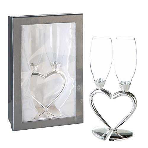 Casablanca Champagnergläser Love - 2 er Set im hochwertigen Geschenkkarton - Geschenkset Stil in Herz Form - Geschenk und Deko Hochzeit - Höhe Gläser 26 cm von Casablanca modernes Design